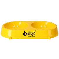 14854 PLASTIC BOWL FOR CAT/ DOG, DOUBLE, YELLOW
