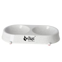 14855 PLASTIC BOWL FOR CAT/ DOG, DOUBLE, WHITE