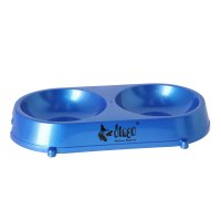 14858 PLASTIC BOWL FOR CAT/ DOG, DOUBLE, BLUE