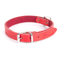 13655 LEATHER COLLAR, FELT PADING 2,0x50CM RED