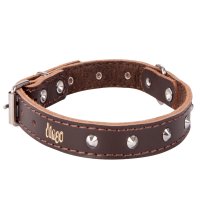 12045 LEATHER COLLAR DECORATED 1,0X36CM BROWN