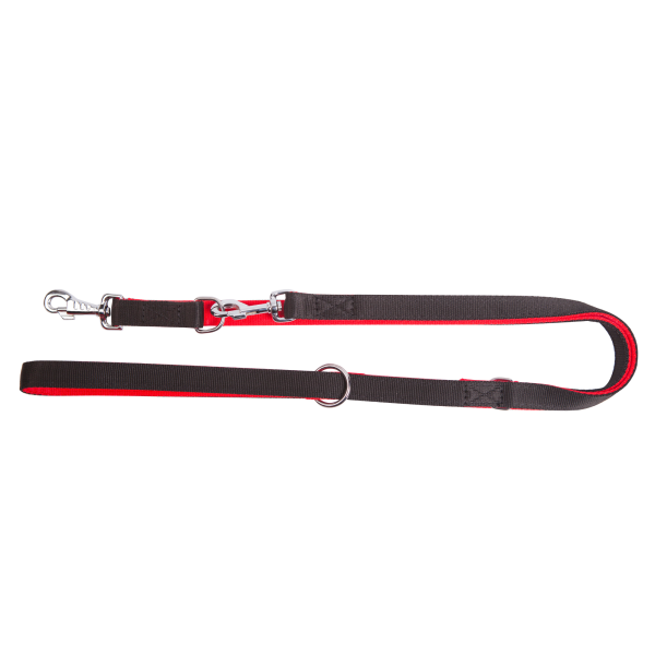 13047 DOUBLE TAPE LEASH ADJ. 2X120-220CM BLACK-RED